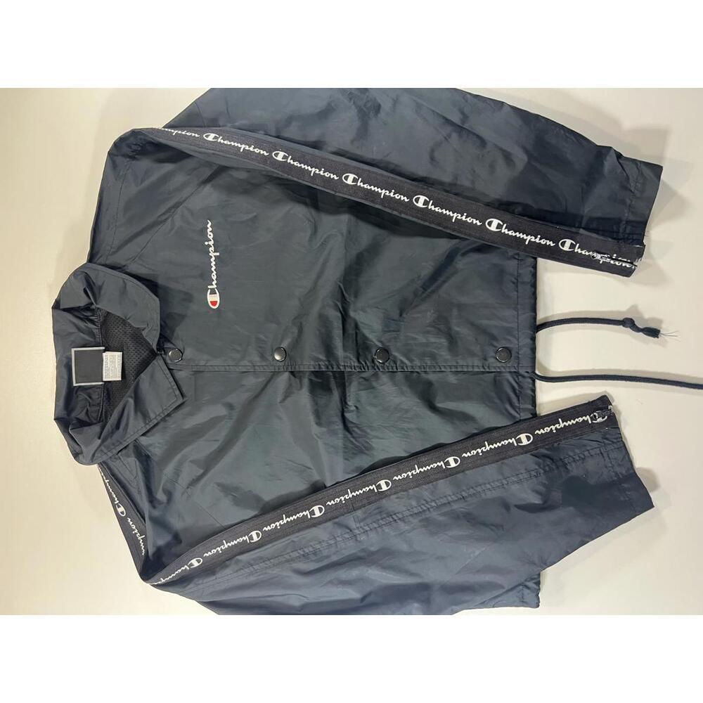 Champion Black Coach Logo Tape Sleeves Women’s Crop Jacket L